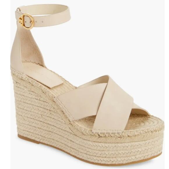 Tory Burch Selby Wedge Platform Espadrilles Leather Criss Cross Heels Sandals - Picture 13 of 13